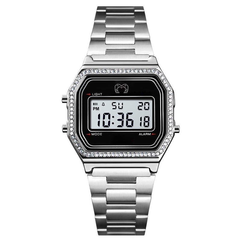 "Vintage Glitter" Digital Watch ~ Silver