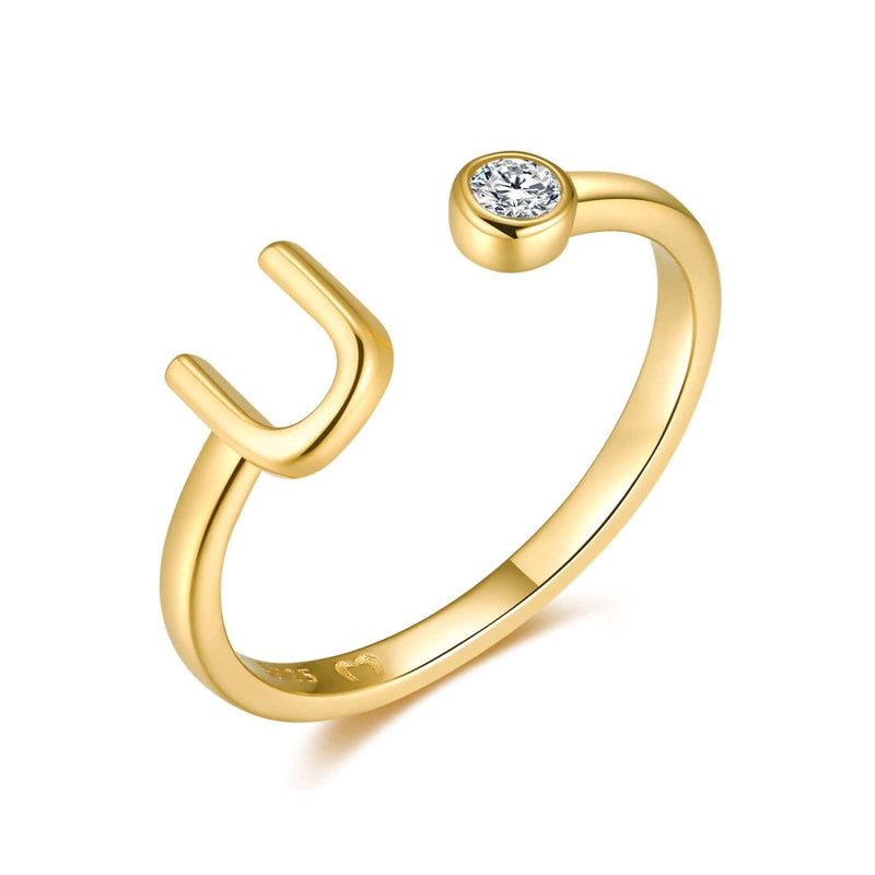 Gold initial hot sale ring design