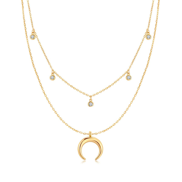 "Half Moon Zirconia" Necklace - SophiaJewels