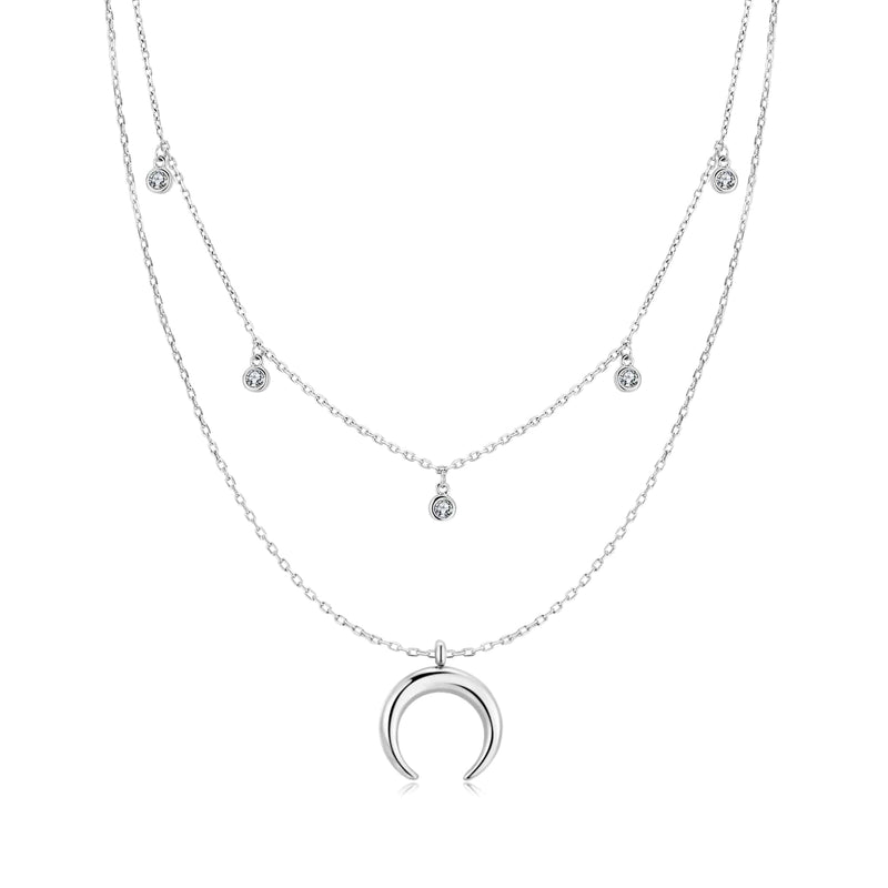 "Half Moon Zirconia" Necklace - SophiaJewels