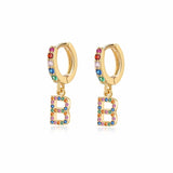 "Rainbow Initial Hoops" Earrings - SophiaJewels