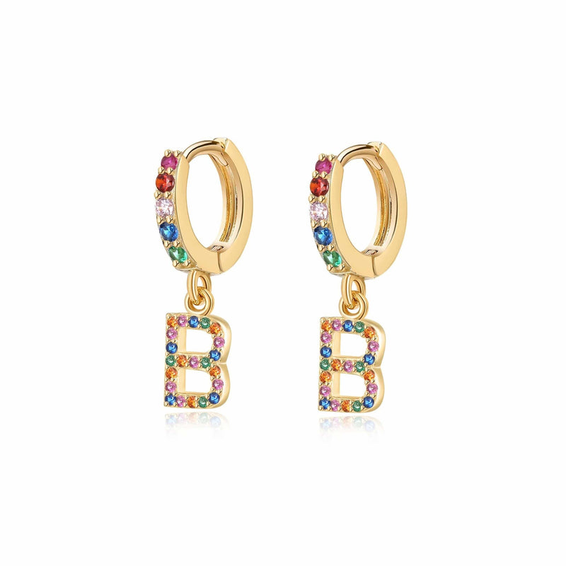 "Rainbow Initial Hoops" Earrings - SophiaJewels