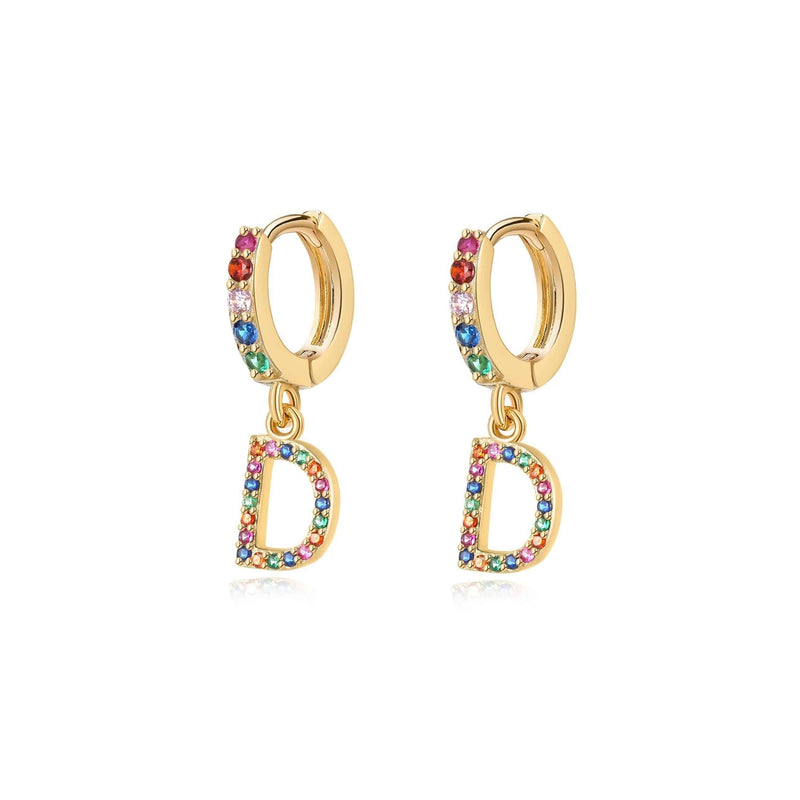 "Rainbow Initial Hoops" Earrings - SophiaJewels