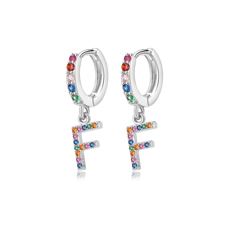 "Rainbow Initial Hoops" Earrings - SophiaJewels