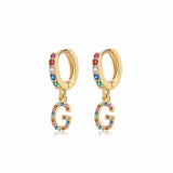 "Rainbow Initial Hoops" Earrings - SophiaJewels