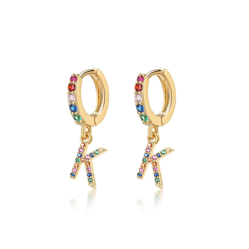 "Rainbow Initial Hoops" Earrings - SophiaJewels