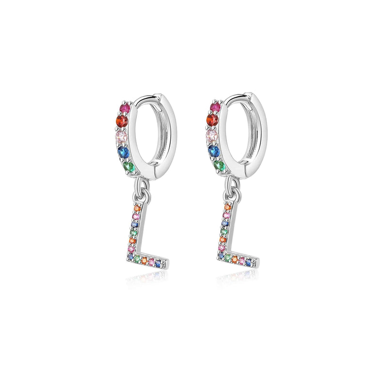 "Rainbow Initial Hoops" Earrings - SophiaJewels