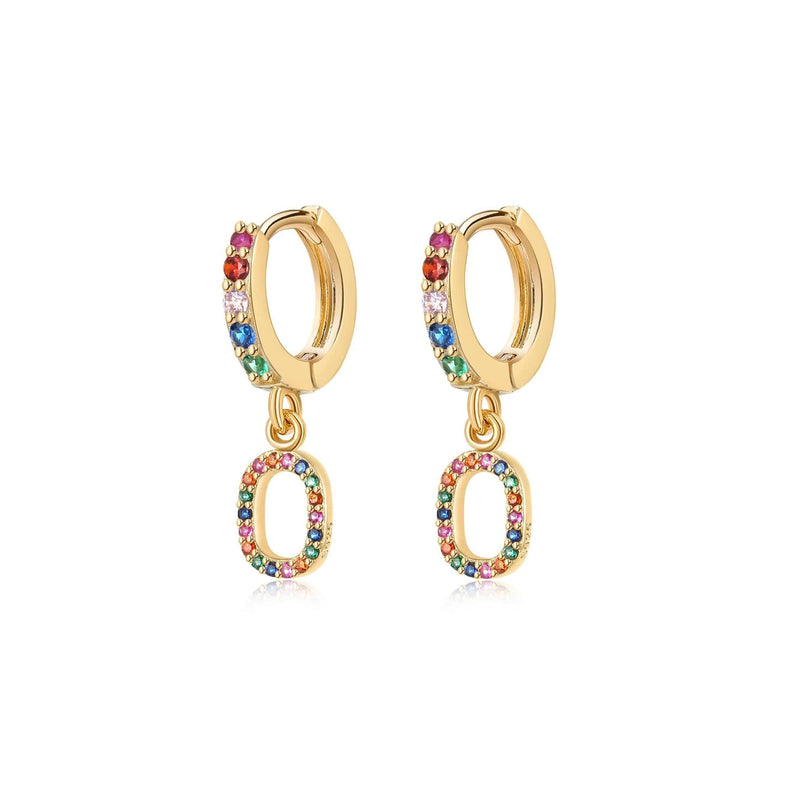 "Rainbow Initial Hoops" Earrings - SophiaJewels