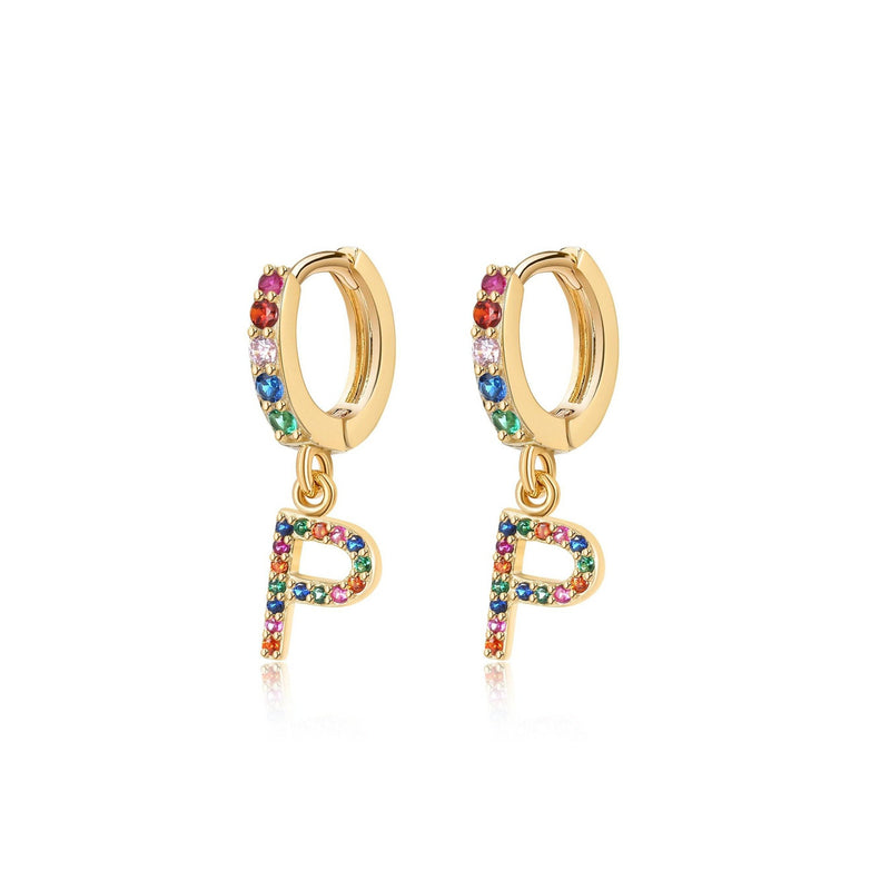 "Rainbow Initial Hoops" Earrings - SophiaJewels