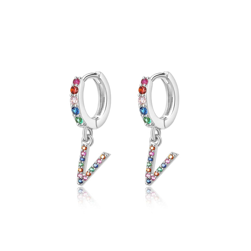 "Rainbow Initial Hoops" Earrings - SophiaJewels