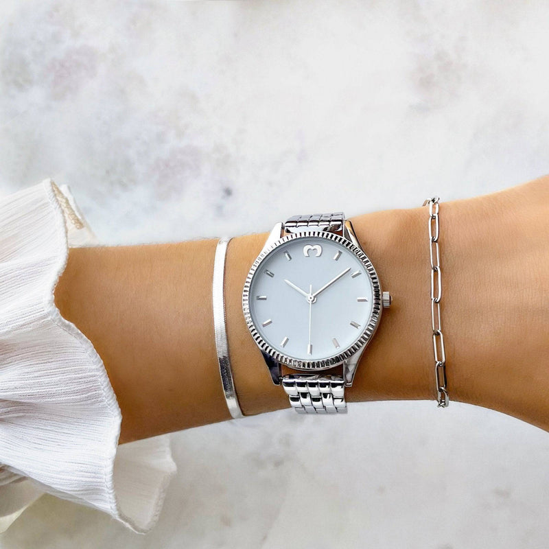 "Cavalier" Watch ~ SilverWhite - SophiaJewels